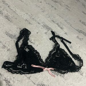 Love and lemons Victoria’s Secret black lace bralette with pink bow